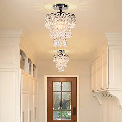 Crystal Chandelier - D7.9 inches x H11.4 inches Chrome