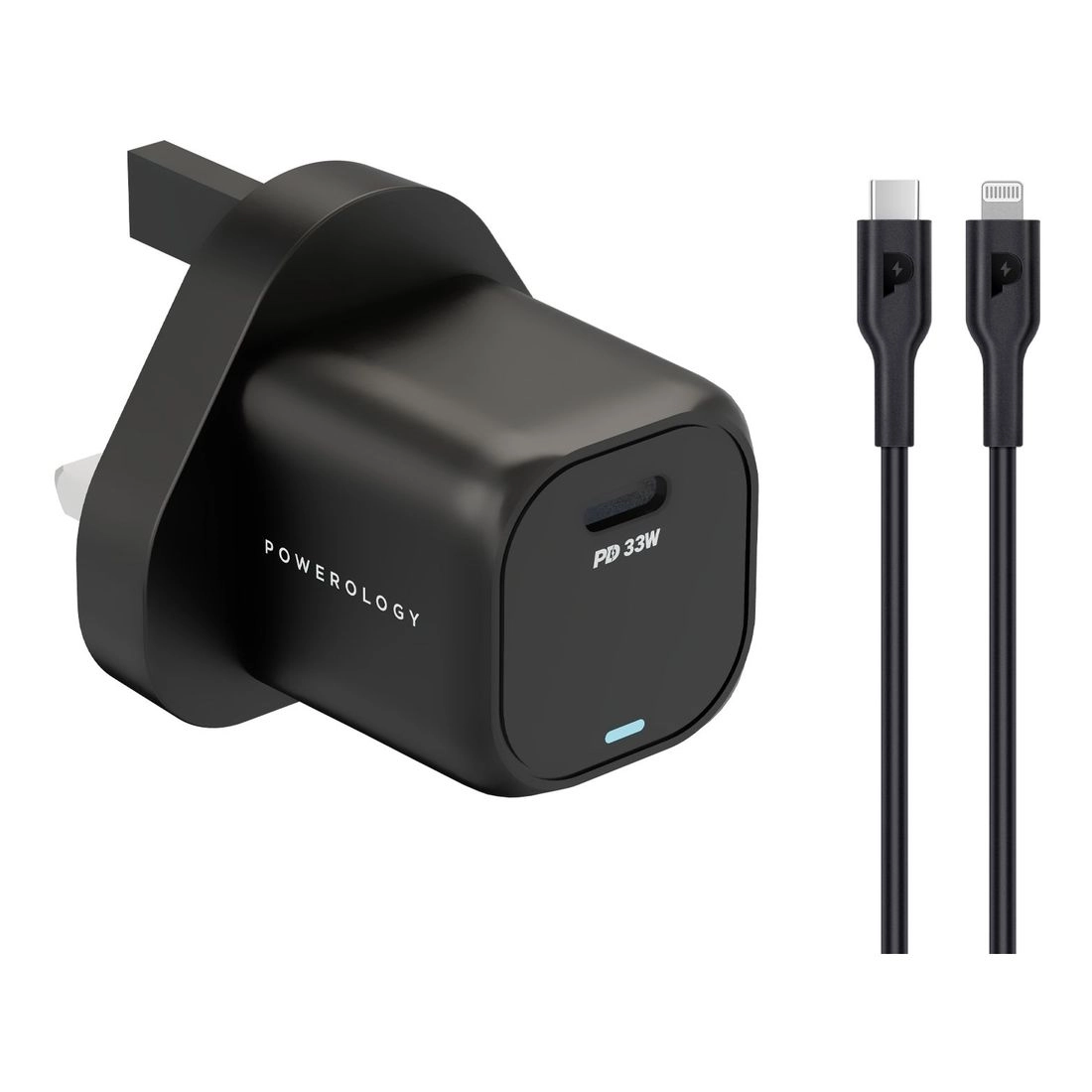 Powerology GaN PD Charger 33W USB-C to Lightning 1.2m