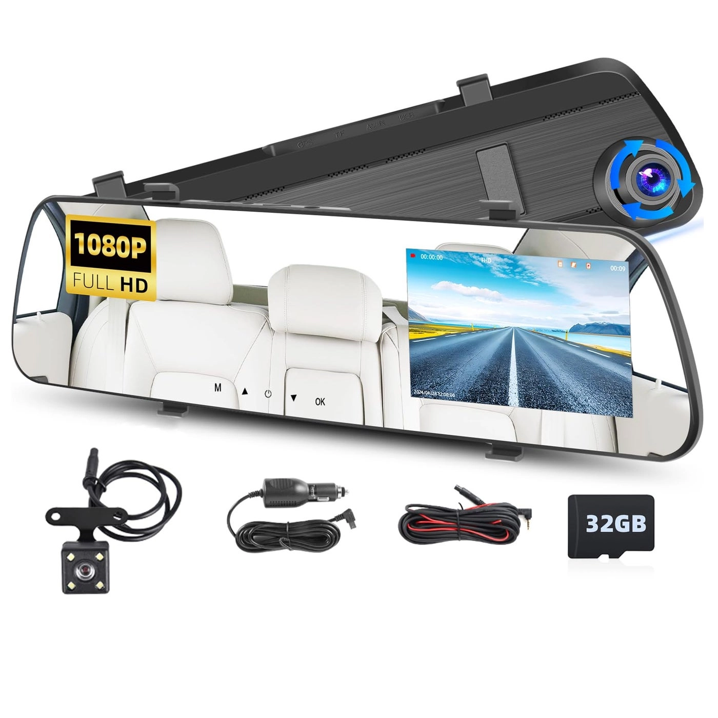 CAMECHO Mirror Dash Cam - 1080P