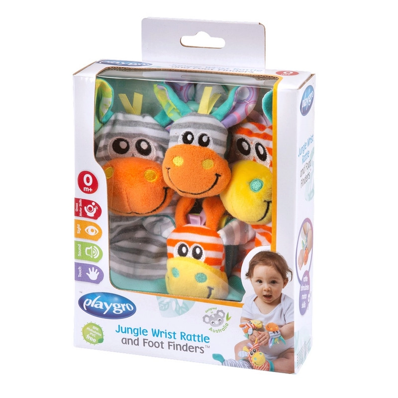 Jungle Wrist Rattle And Foot Finder - Suitable for 0 months & above Polyester + Cotton + ABS Jungle 2 pairs