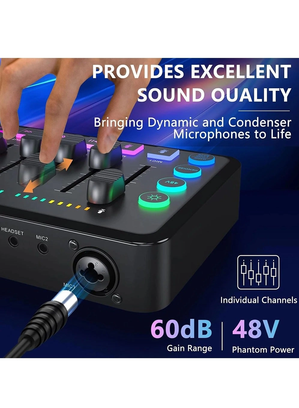 AmpliGame SC3 - XLR 48V Phantom Power RGB