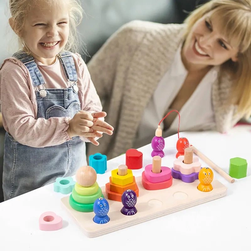 4 Coloumn Tower And Magnetic Fishing Game - 3 +