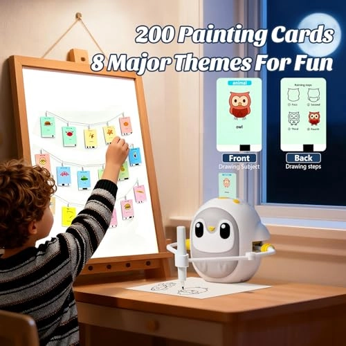 Drawing Robot - 200 Cards 12 colored pencils 6 painting brushes