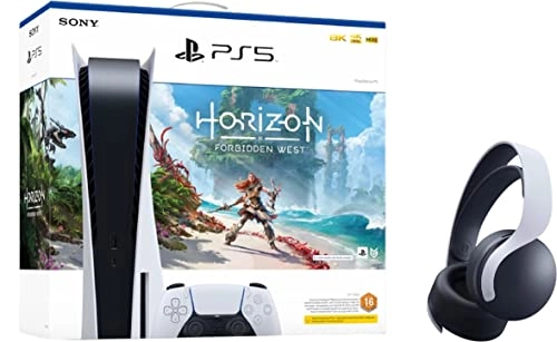 PS5 - Disc Console + Horizon Forbidden West - Voucher + Pulse 3D Headset - Black