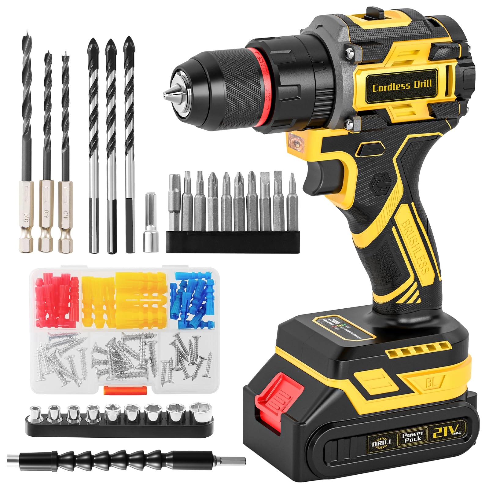 Cordless Brushless Power Drill - 4000 Milliamp Hours
