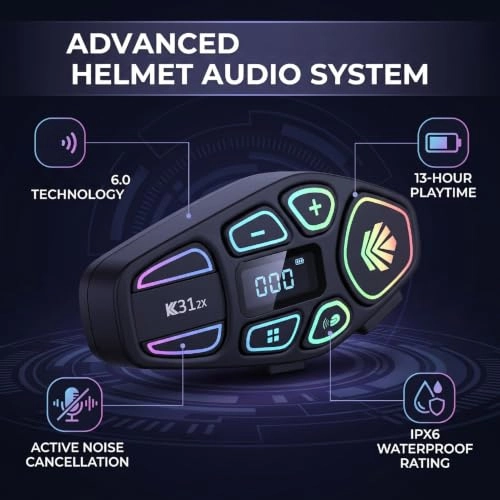 Motorcycle Helmet Bluetooth Headset - Bluetooth 6.0 In Ear