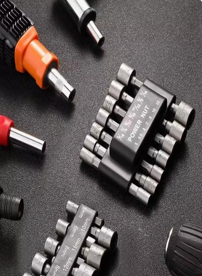 Power Nut Driver Drill Bit - 14-Piece 1/4" Hex Drive Metric & SAE