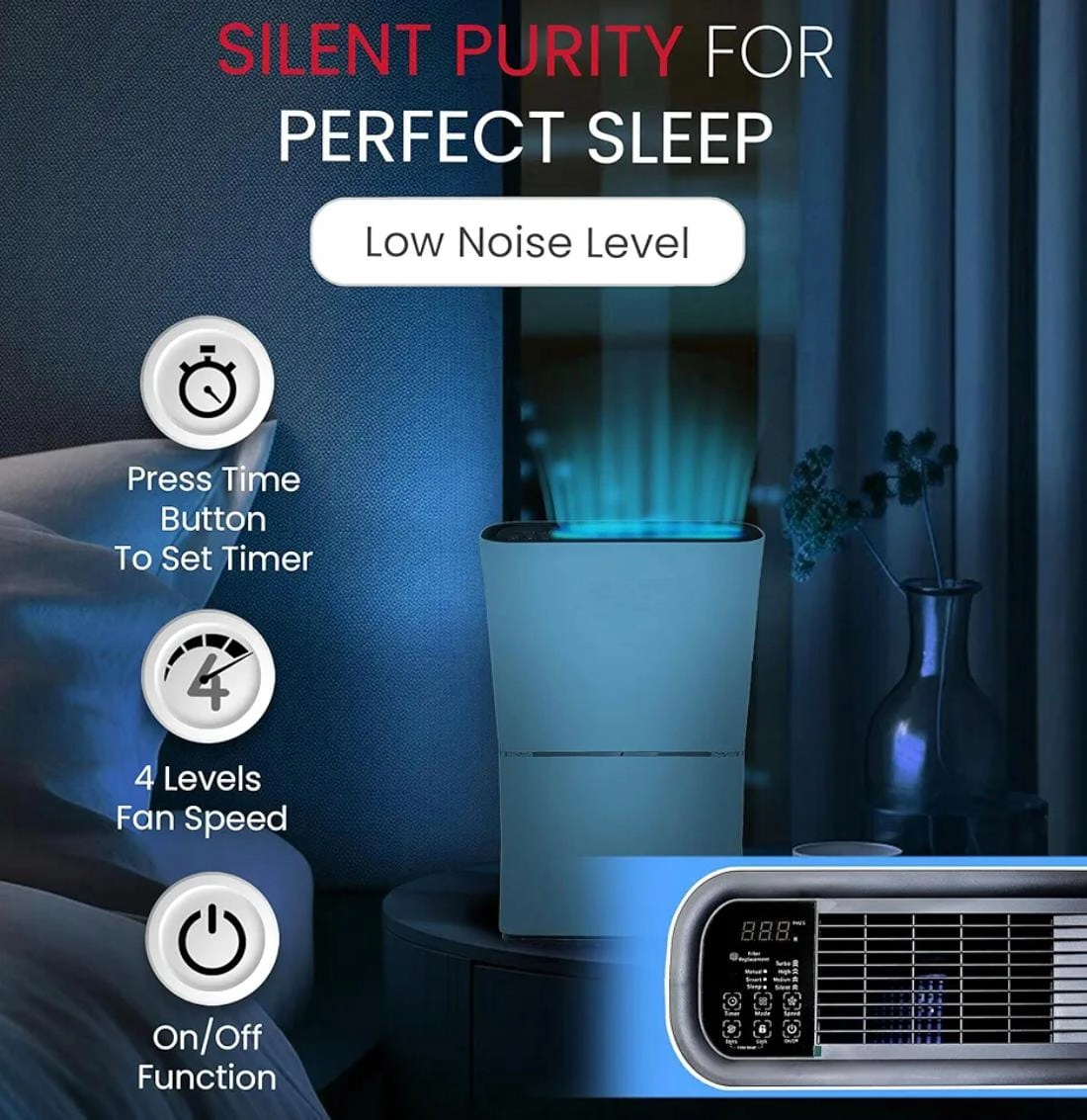 Air Purifier - 48m² 3-Stage Filtration HEPA