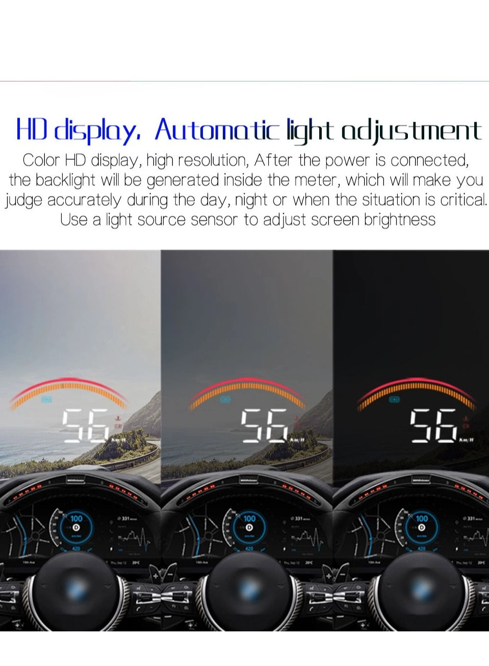 Head Up Display (HUD) Vehicle Speed Meter - Dual Mode OBD & GPS Color HD LED