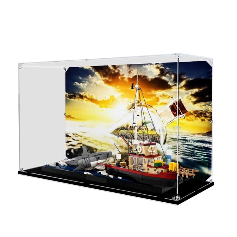 HCAEIOFJ Clear Acrylic Display Case - 65x25x40cm Black Bottom+background