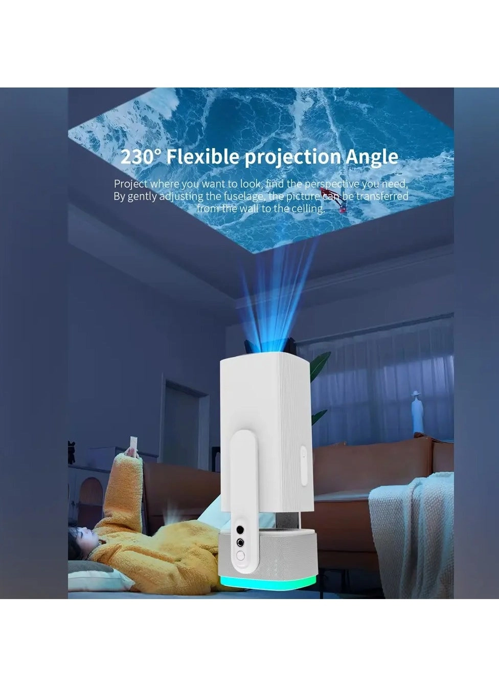 Pan Tilt Lamp Rechargable Projector 4k 5Ghz Wifi