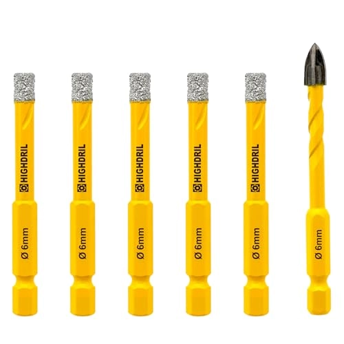 HIGHDRIL Dry Diamond Drill Bits - Diamond 6Pcs 1/4 Inch(6mm)