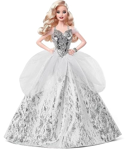 2021 Holiday Barbie - 12 Inch Blonde Wavy Hair Silver Gown Ages 6+