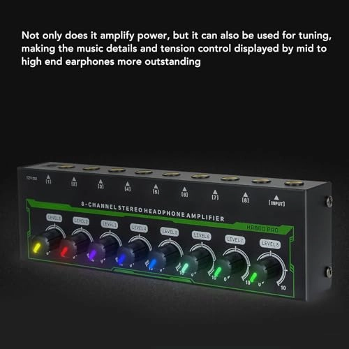 8 Channel Headphone Amplifier - RGB Light Independent Volume Control