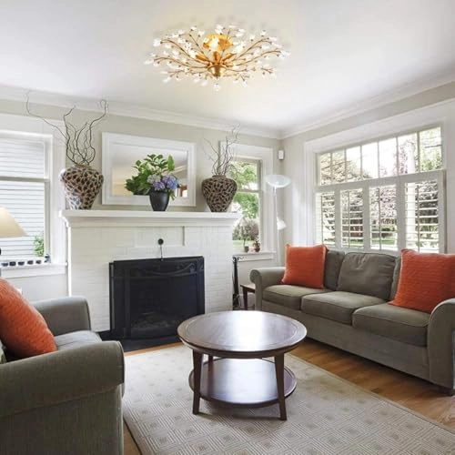 Crystal Ceiling Light - Matte Black 5 Lights