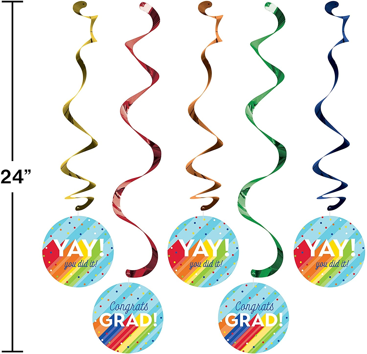 Rainbow Grad Dizzy Danglers - 5-Pieces