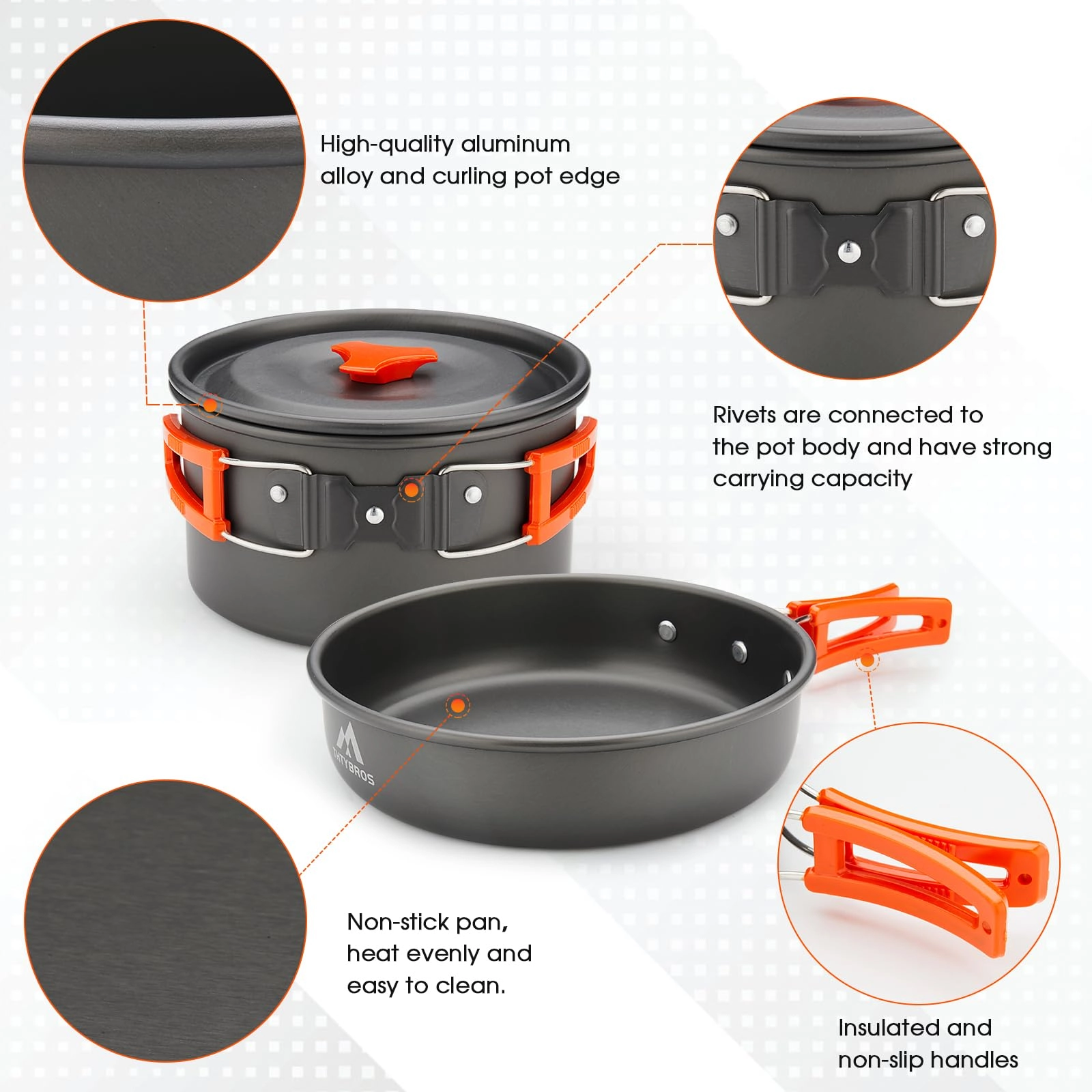 Camping Cookware Kit - 17pcs 1.70L 1.15L
