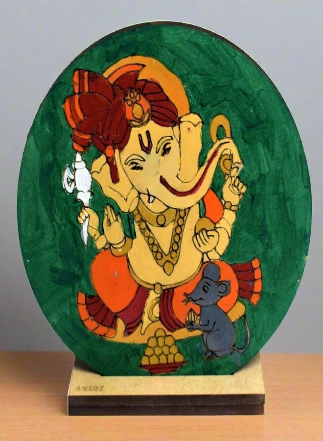 Pre-Marked Ganesha Cutout - Wooden DIY Craft Kit Water Color Included