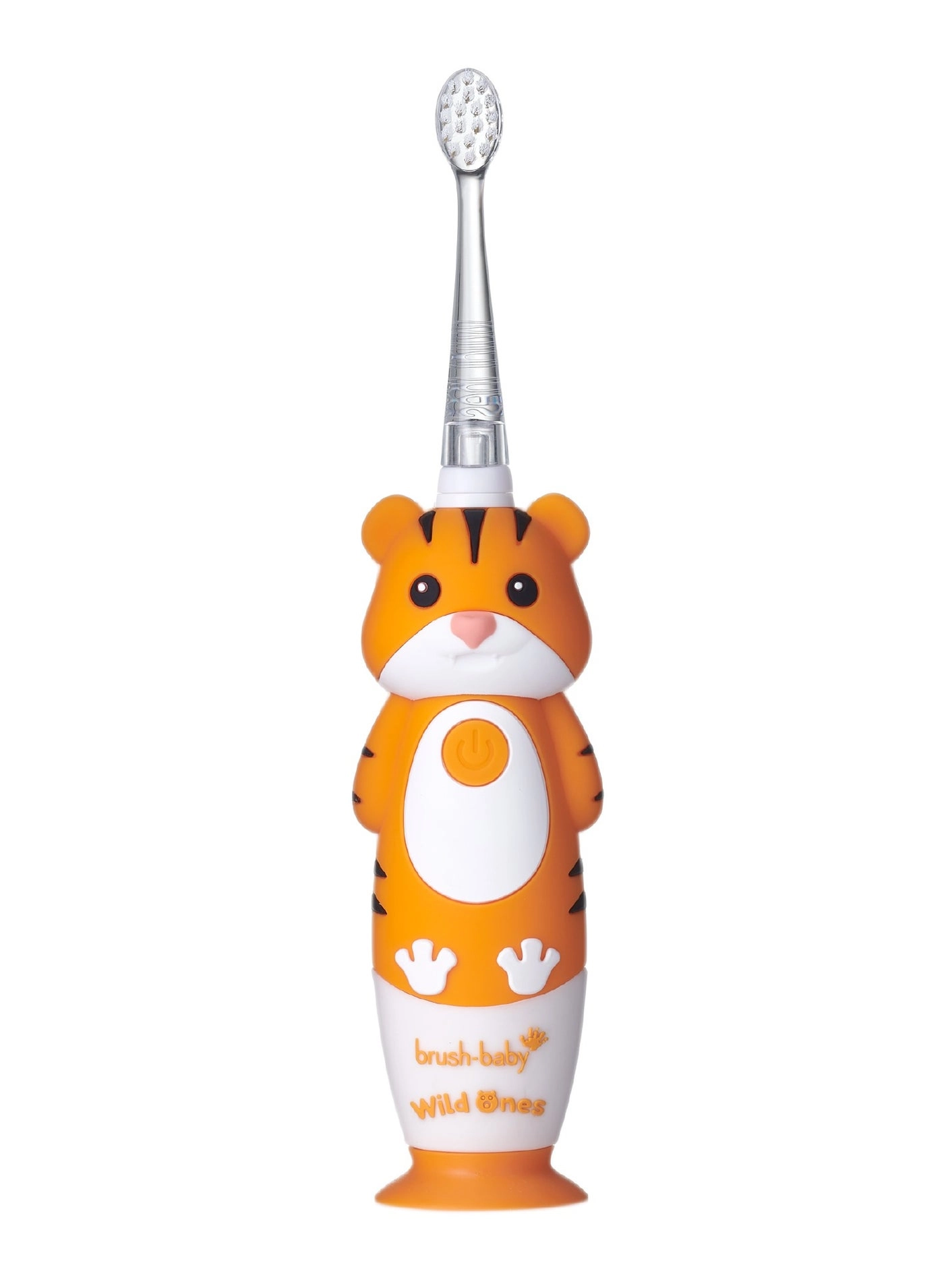 BrushBaby Kids Rechargeable Electric Toothbrush - Fun Tiger Design Dual Mode LED Light