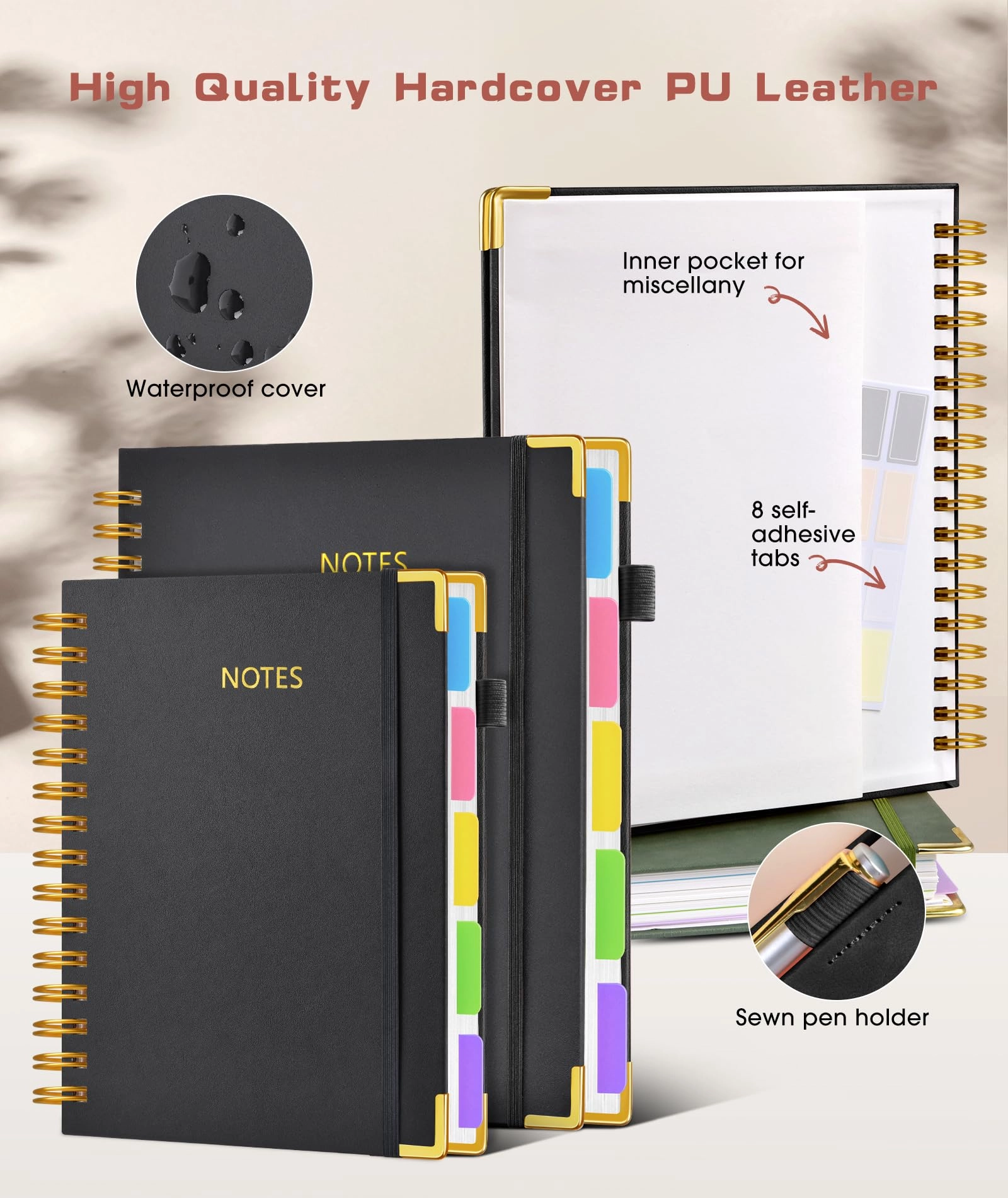 Hardcover Spiral Notebook A5 Spiral - Lined 300 Pages