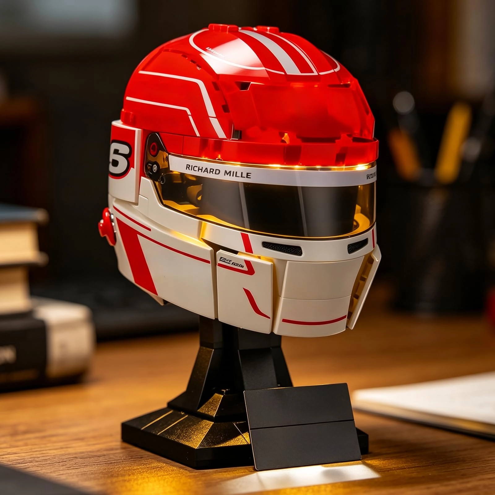 YEABRICKS LED Light for Lego-43014 Editions Scuderia HP Charles Leclerc Helmet - Multicolor