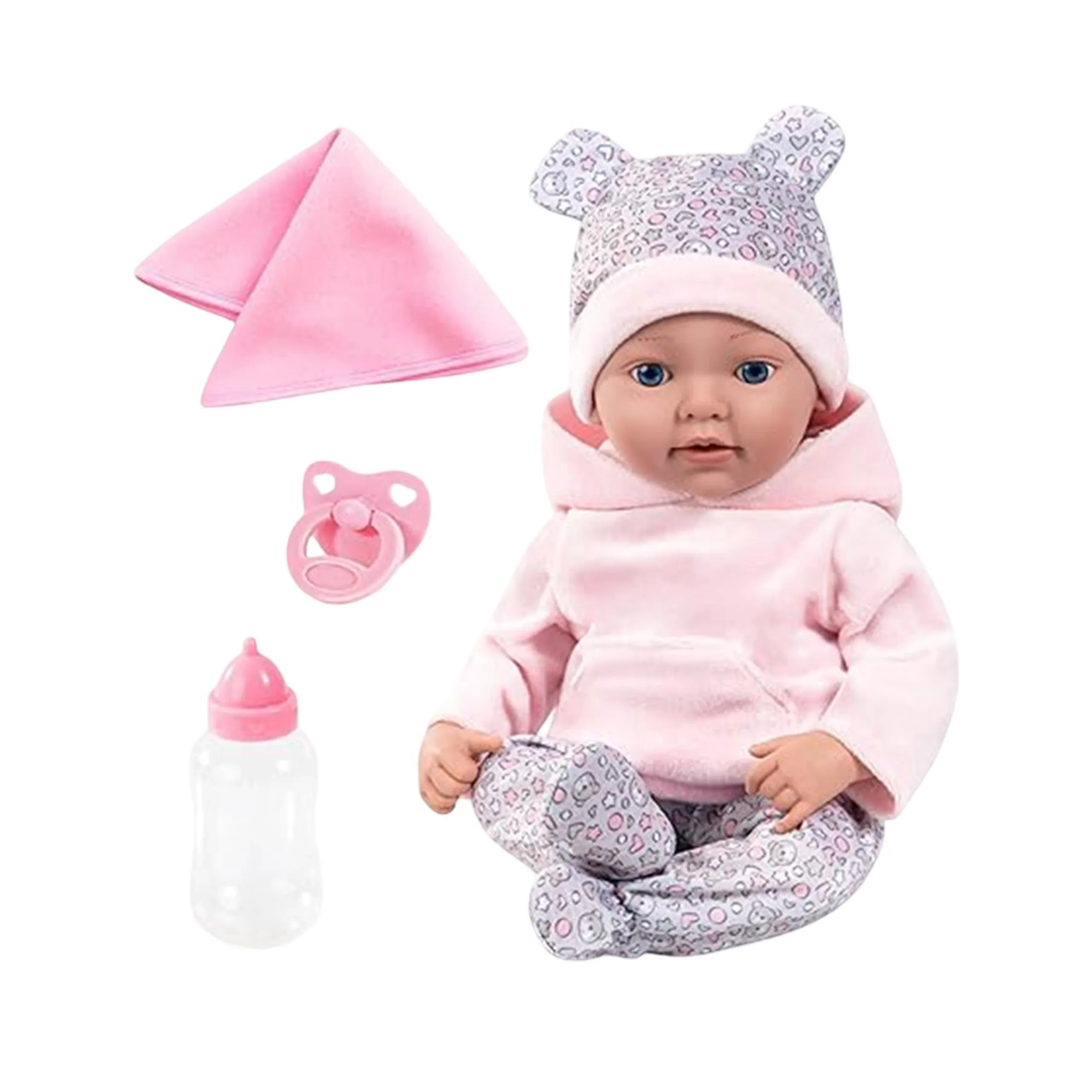 Bayer Reborn Baby Doll Playset - 38 cm Pink Ages 18 months+ Set