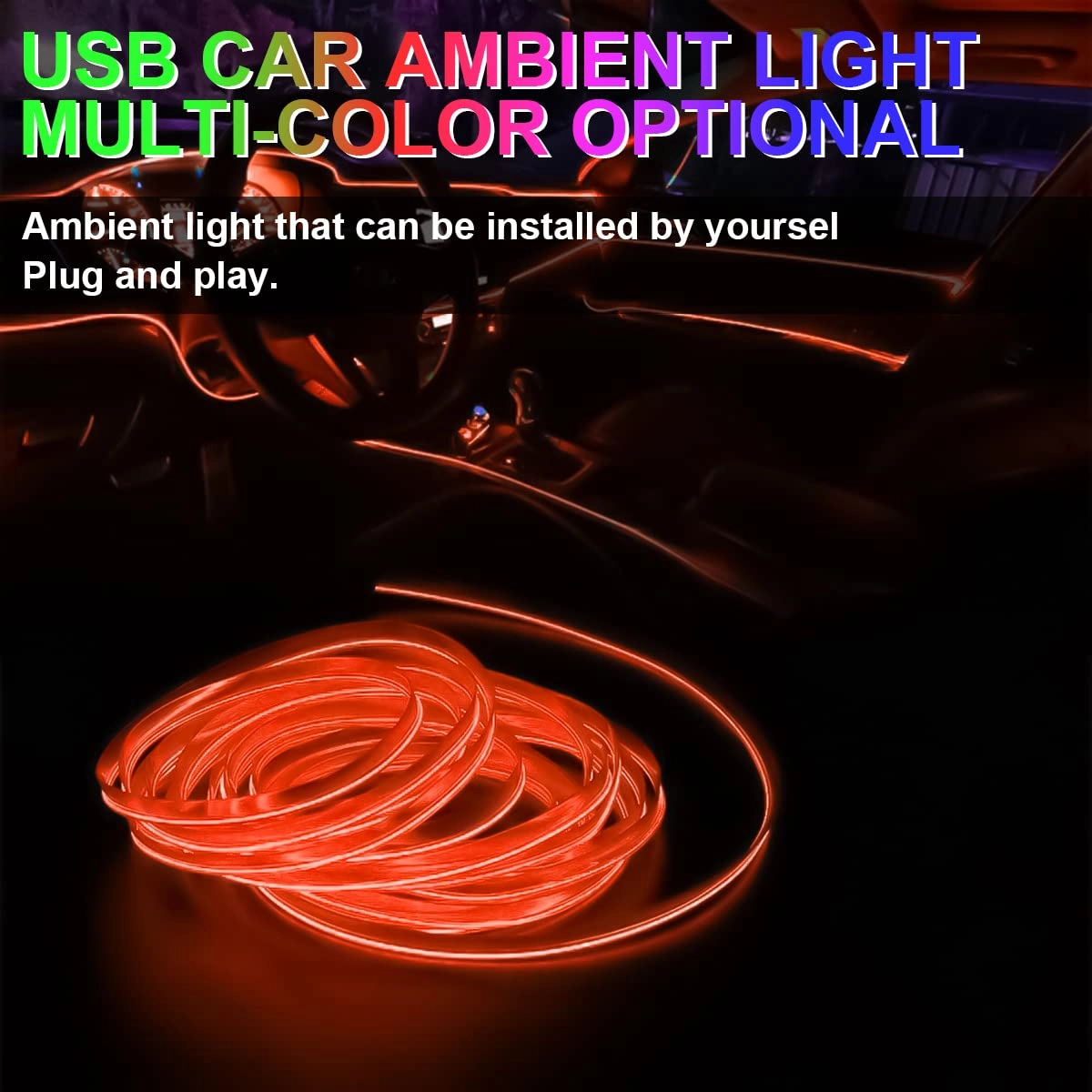 EL Wire Interior LED Strip Lights - 10FT