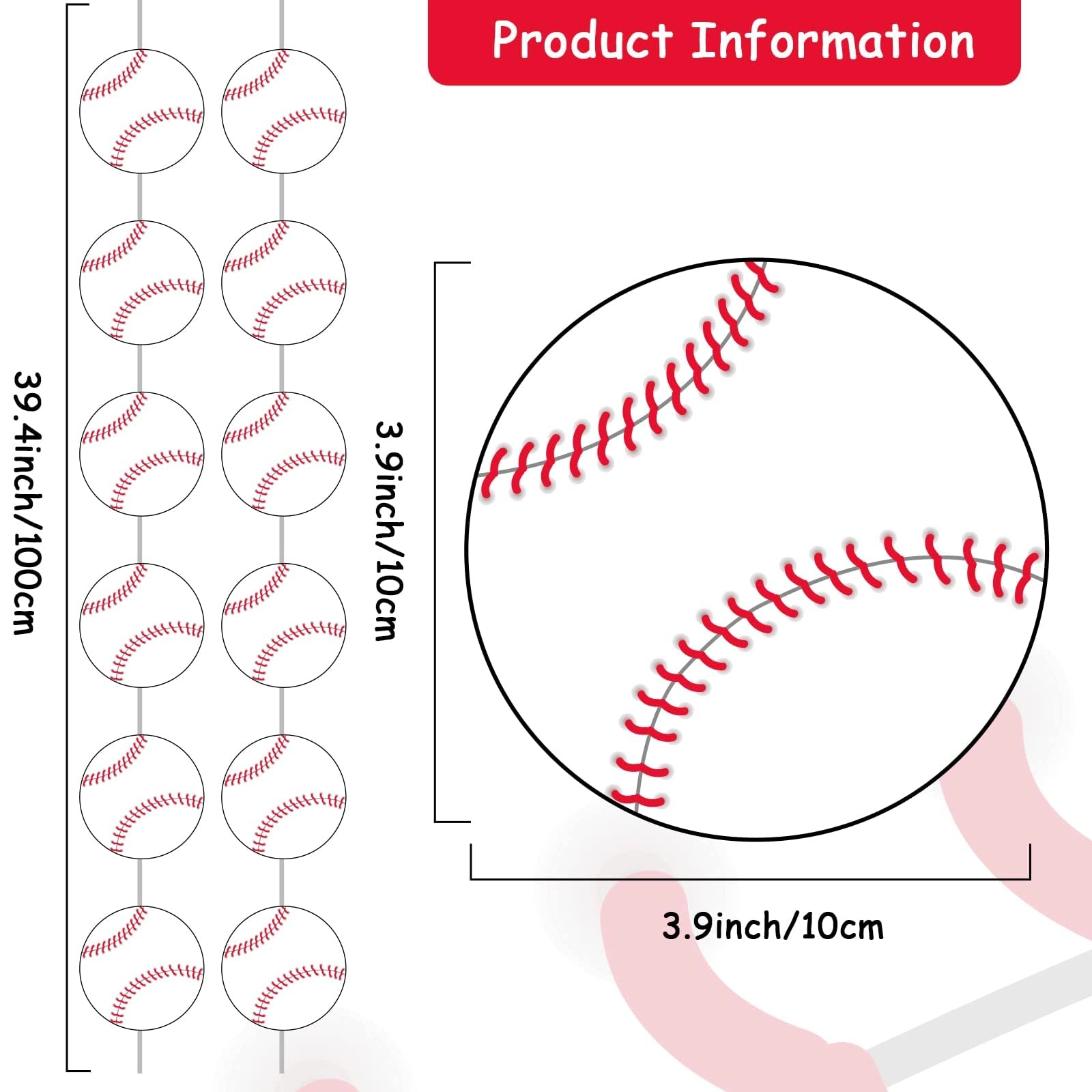 Baseball Garland - 8 Packs Birthday