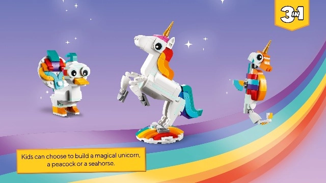 Creator 3 in 1 Magical Unicorn (31140) - Rainbow Ages 7+