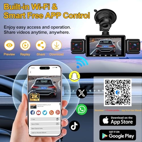 Dash Cam Front and Rear 4-Channel - 1440p