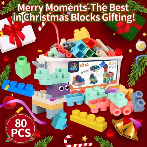 Baby Rubber Building Blocks - 80 Pieces