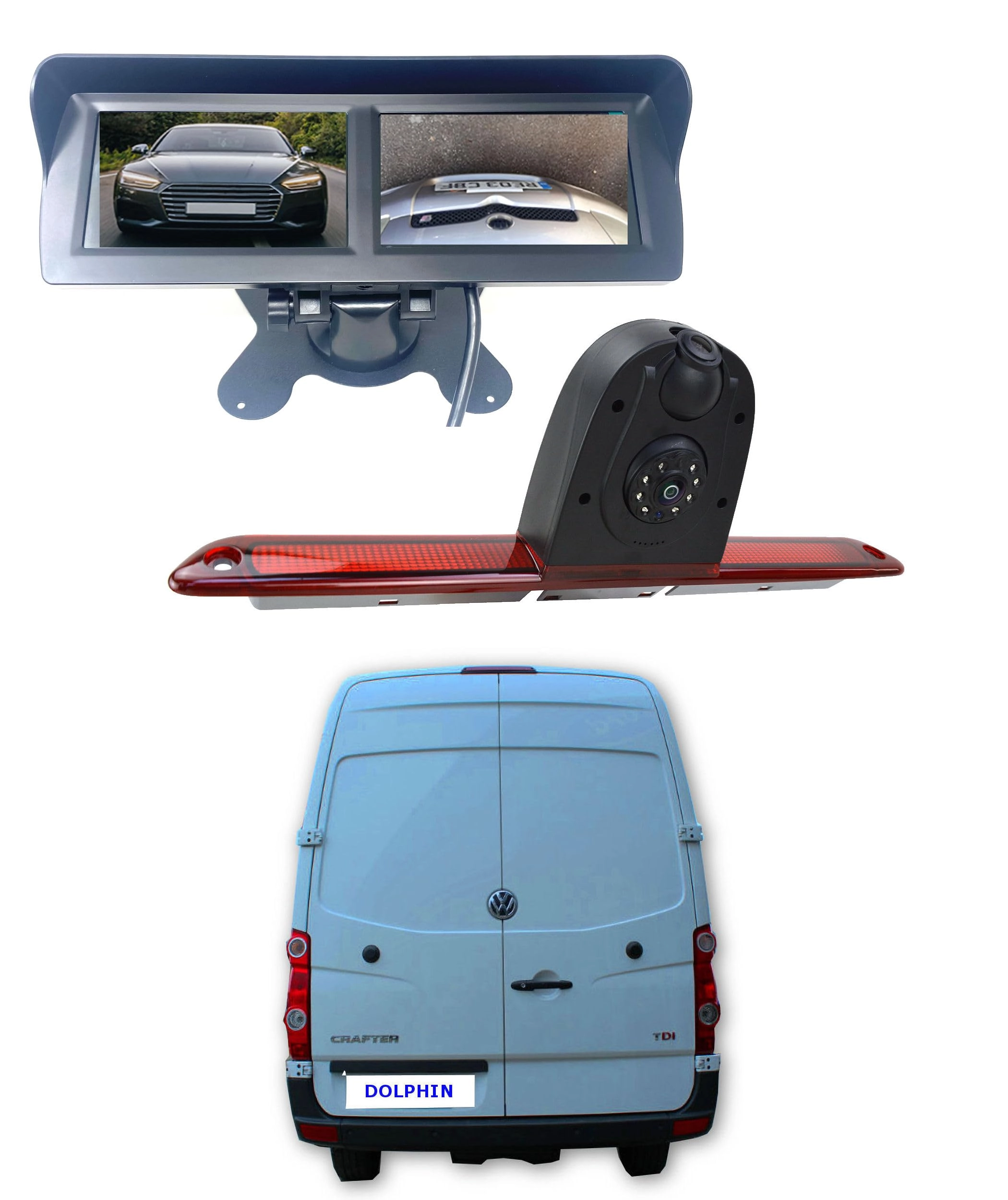 Dual Rear View Parking Reversing Brake Light Camera - Wired