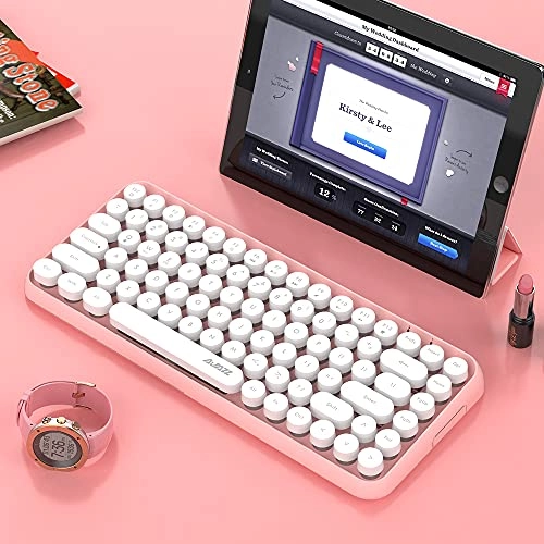 84-Key Keyboard - Retro Round Keycaps Bluetooth