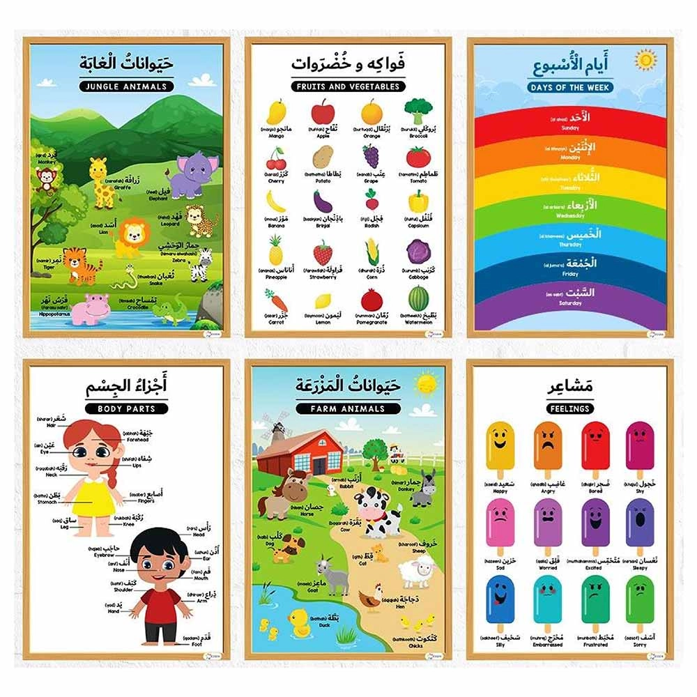 Arabic Educational Preschool Posters Chart - thick paper card 44.6 x 33 x 0.9 cm