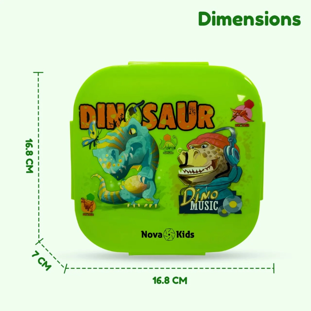 Square Bento Lunch Box - Dino Green 1000ml
