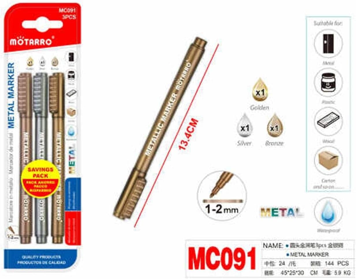 AL ARQAM LLC Metal Marker - Multicolor Pack