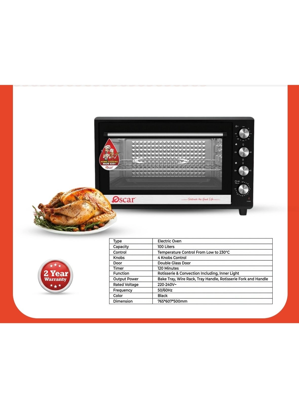 OEO100L Electric Convection Rotisserie