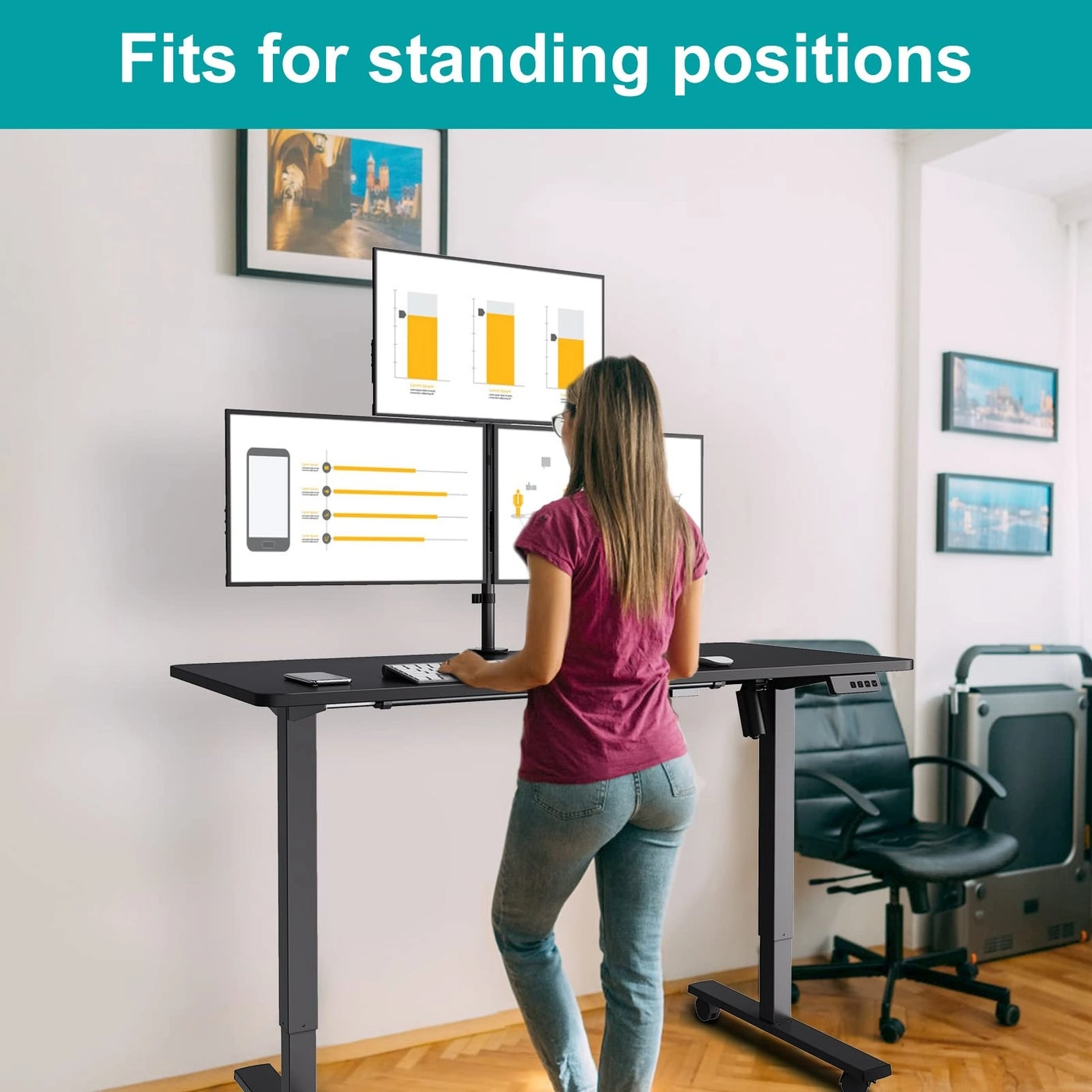 Triple Monitor Mount - 3 32 Inch 75x75mm 100x100mm