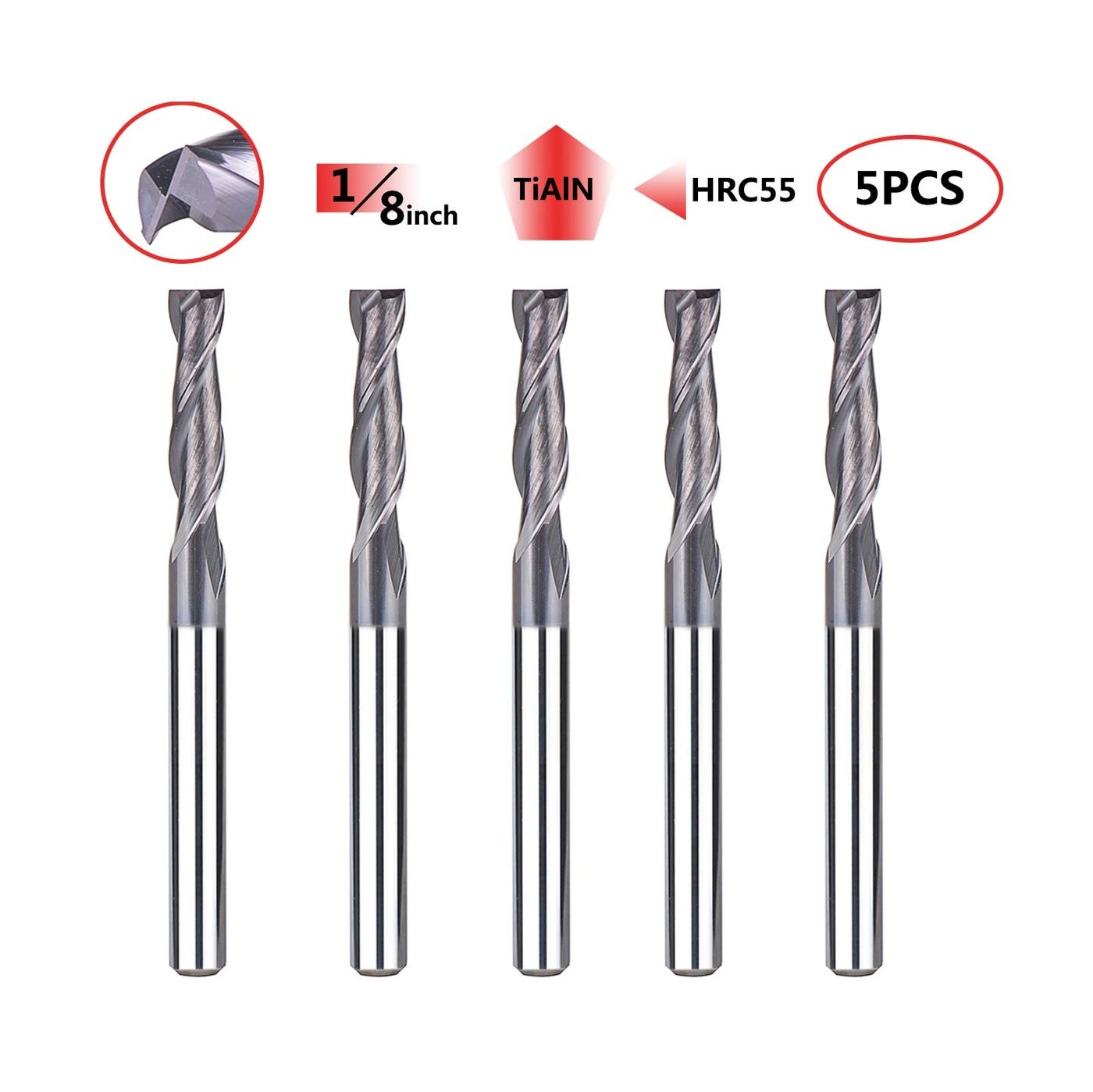 End Mills - 1/8 inch 5Pcs