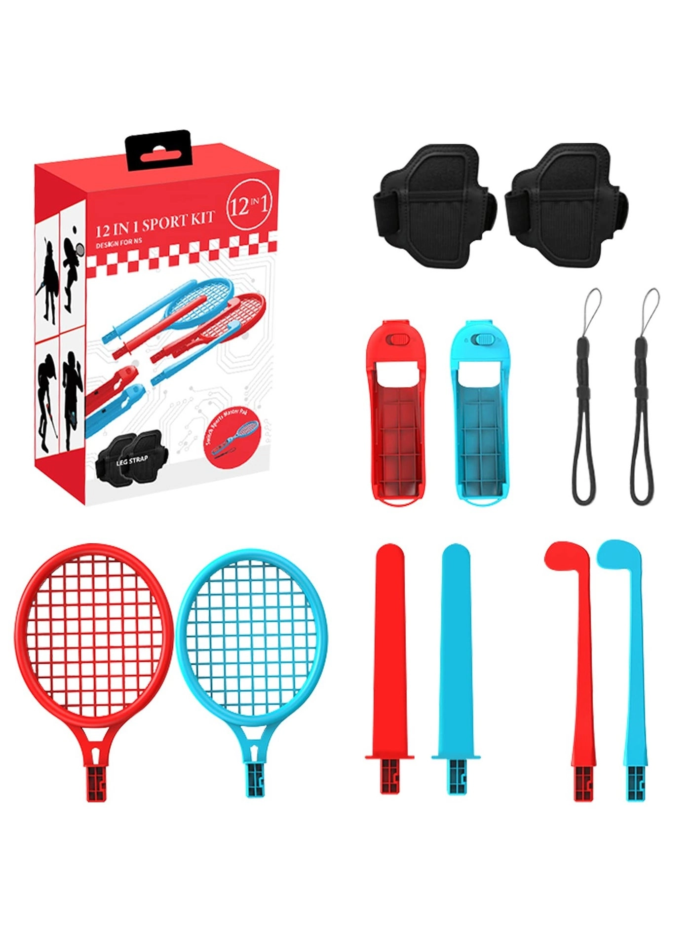 KASTWAVE Tennis Racket + Controller Grips + Racing Wheel + Golf Club + Drum Stick + Fishing Rod - Nintendo Switch