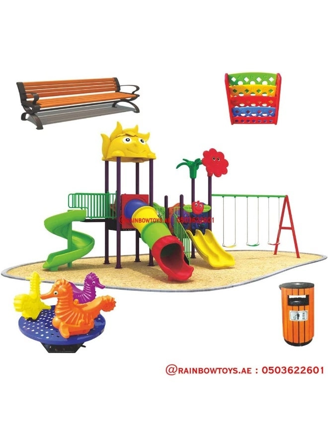 Multi Purpose Kids Outdoor Playing Equipments - 770x320x280cm 2+ Years