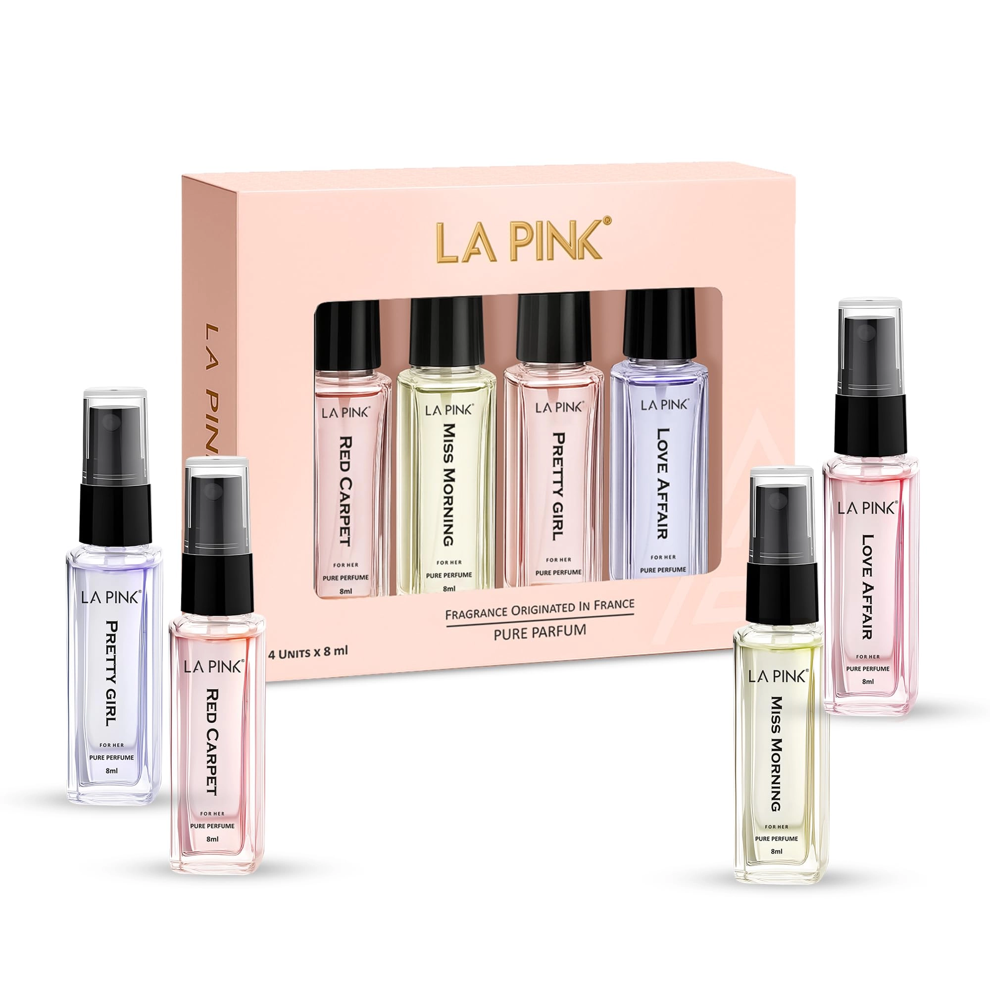 La Pink Perfume Gift Set - Floral & Fruity Notes Pack of 4
