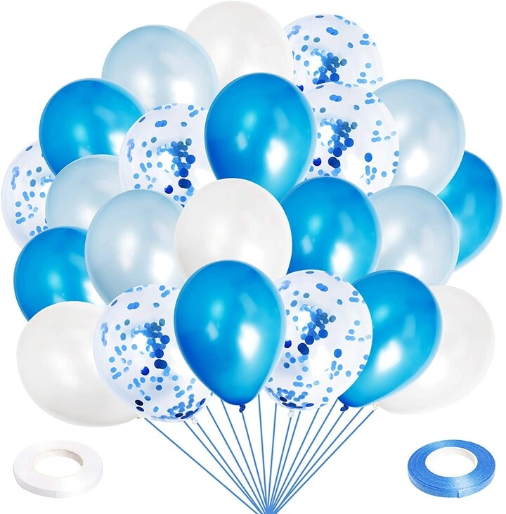 Latex and Confetti Balloons Set - 50-Pieces Birthday