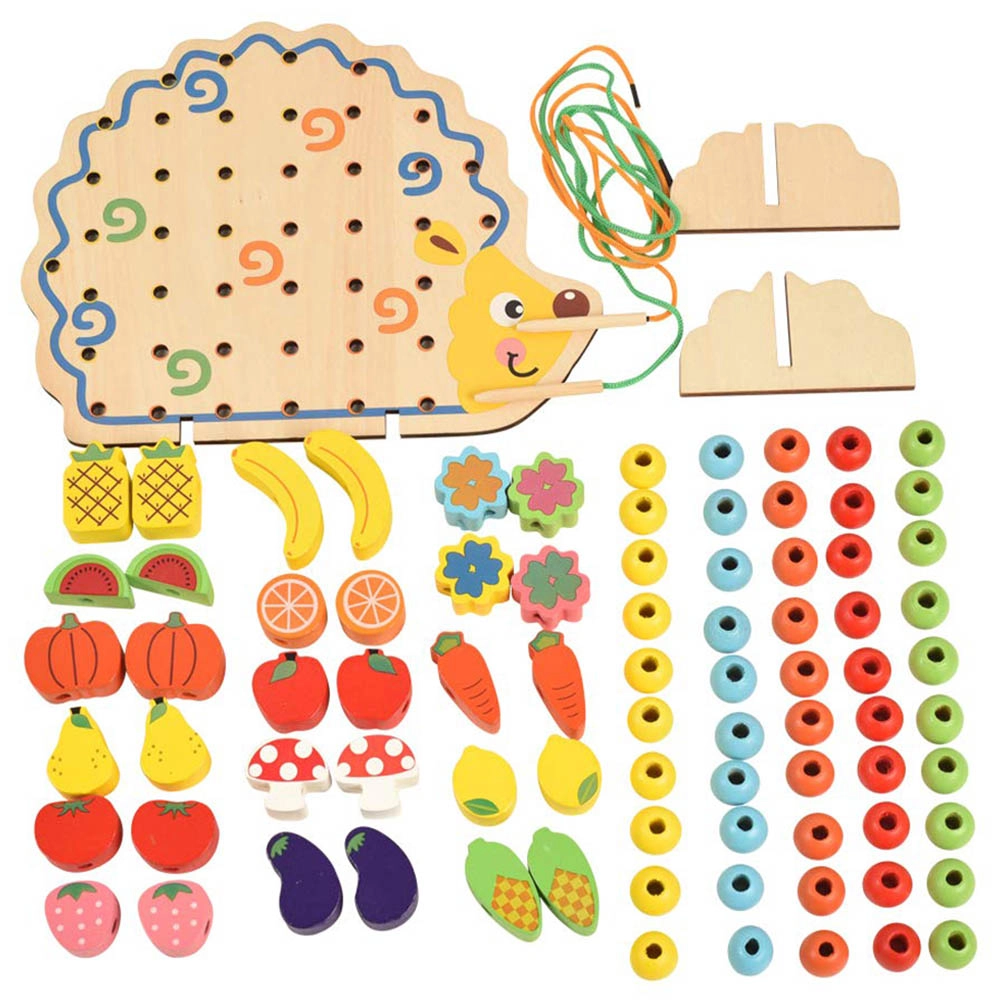 Hedgehog Bead Game - Suitable for 3 years and above around 80 wooden beads
