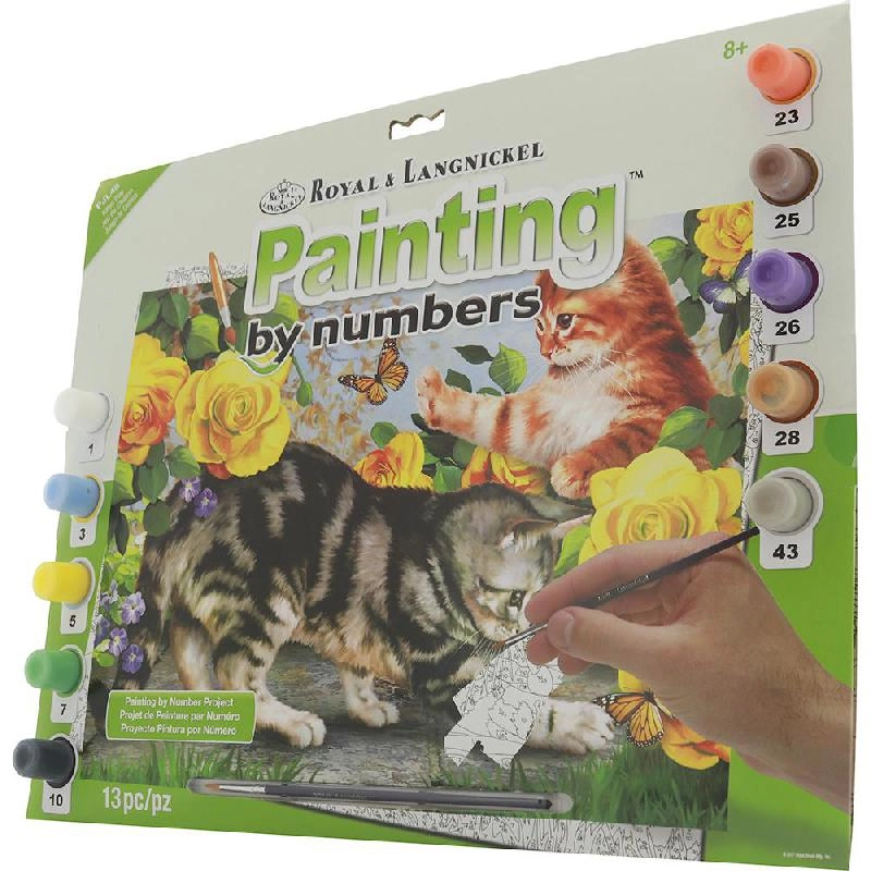 Kitten Playing - 10 Paint Pot;1 Brush;Board Pattern