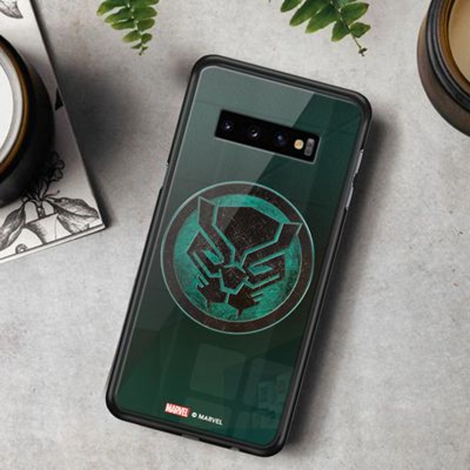 Black Panther Logo Back Case for Galaxy S10 Plus