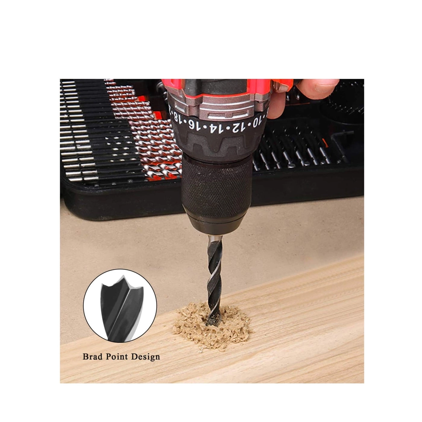 Brad Point Drill Bits - Carbon Steel 7 Pieces 4mm, 5mm, 6mm, 7mm, 8mm, 10mm, 12mm