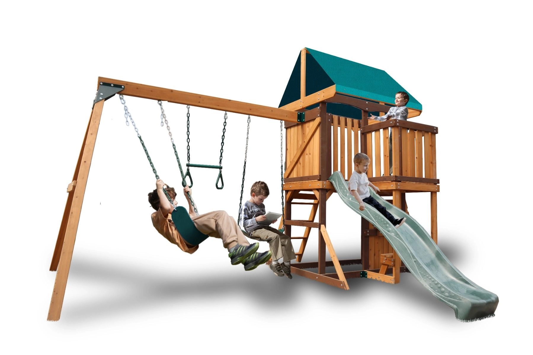 Logan Swing Set & Playhouse - Balcony 480 x 330 x 295 cm