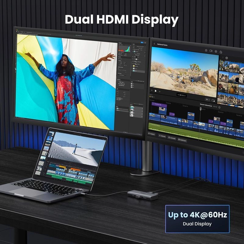 UNO 6-In-1 USB-C HUB - 2xUSB-A3.2 2xUSB-C3.2 100W PD