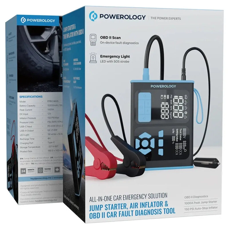 Portable Power Bank & Jump Starter - 15200mAh 20W 21.6W Fast charging